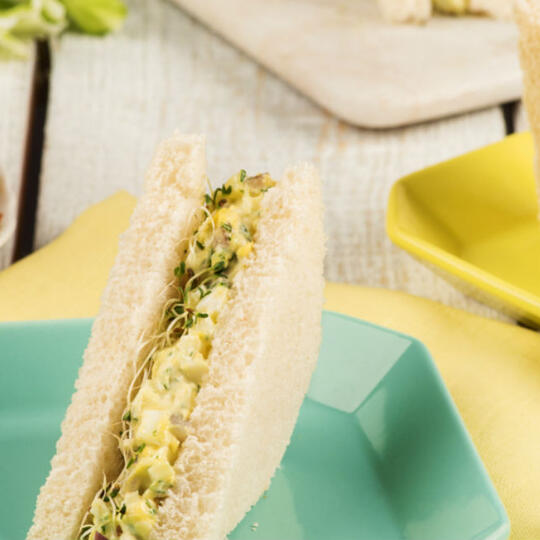 Egg Salad Tea Sandwiches with Sprouts Dempster's